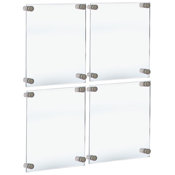 Floating Acrylic Gallery Wall Set of Four Floating Frames, Silver, 8.5 in. x 11 in. Graphic Size, 4PK